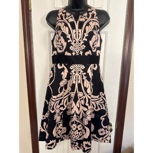 INC International‎ Concepts Fit & Flare Dress Party Cocktail Black Beige 2